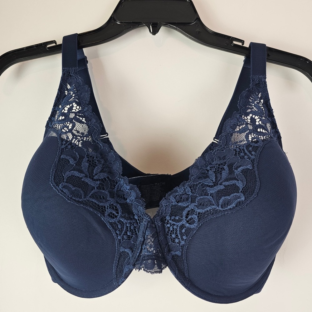 Bali Womens Bra 36DD Blue Lace One Smooth U Comfort Stretch Underwire 3488